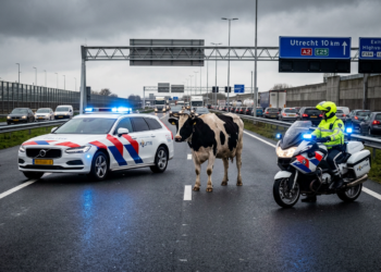 Losgebroken koe zorgt voor wilde taferelen op A2 bij knooppunt Hintham
