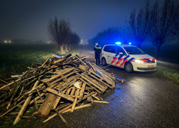 Enorme lading houtafval illegaal gedumpt aan de Veerweg