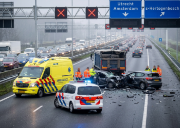 Gewonde en flinke ravage na botsing op de A2 bij knooppunt Deil